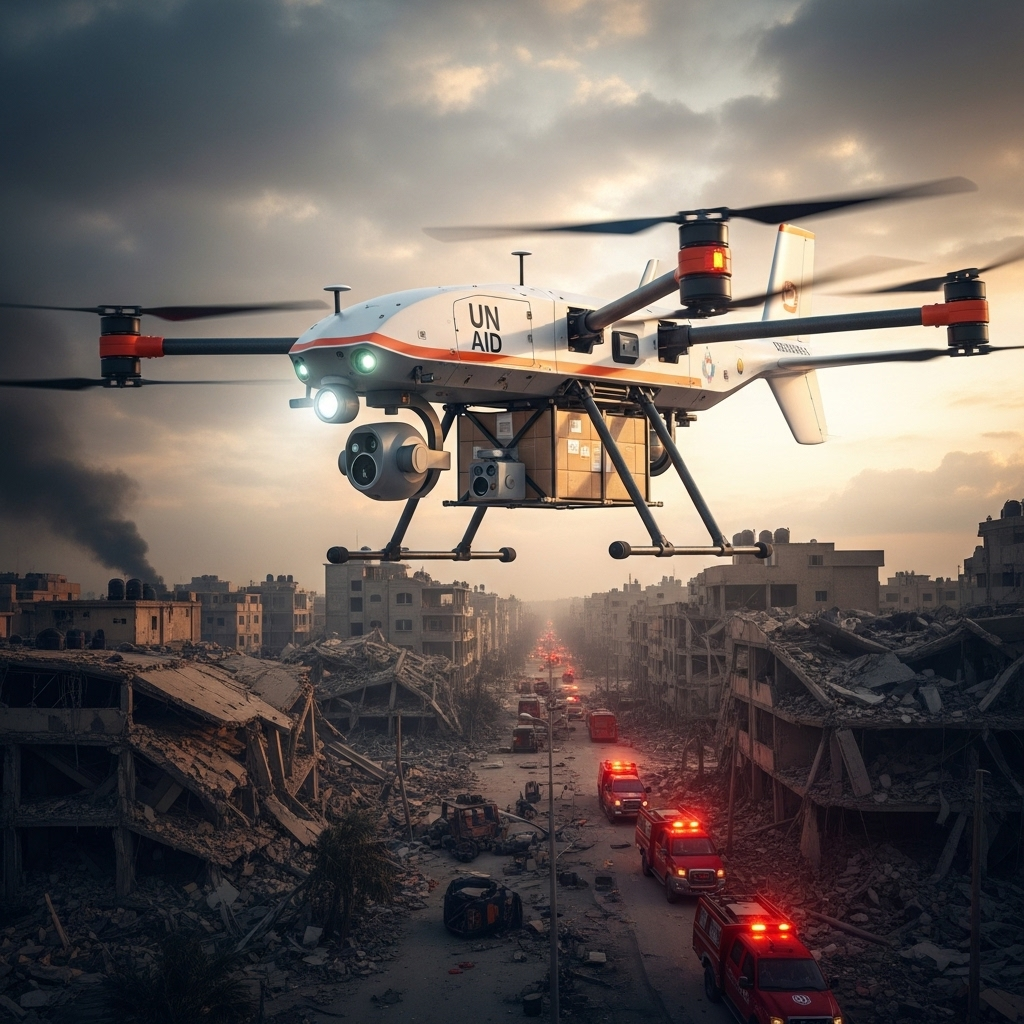 Drone delivering medical supplies